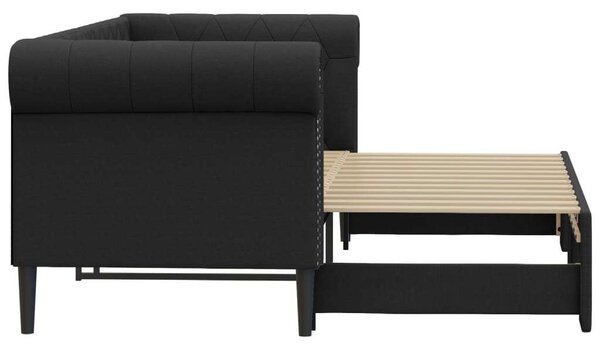 VidaXL fekete kihúzható műbőr heverő 90 x 200 cm