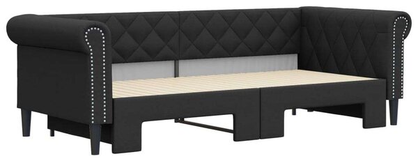 VidaXL fekete kihúzható műbőr heverő 90 x 200 cm
