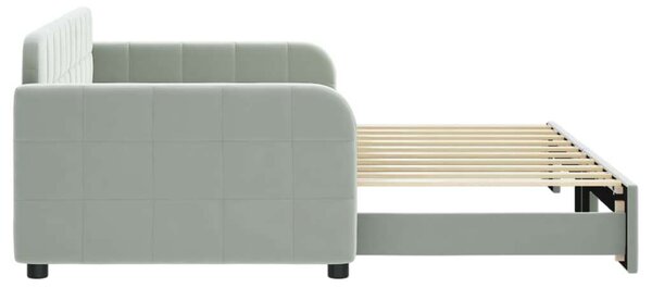 VidaXL világosszürke kihúzható bársonyheverő 90 x 190 cm