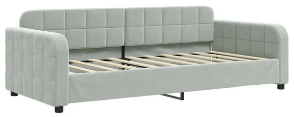 VidaXL világosszürke kihúzható bársonyheverő 90 x 190 cm