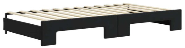 VidaXL fekete kihúzható bársony heverő fiókkal 100 x 200 cm