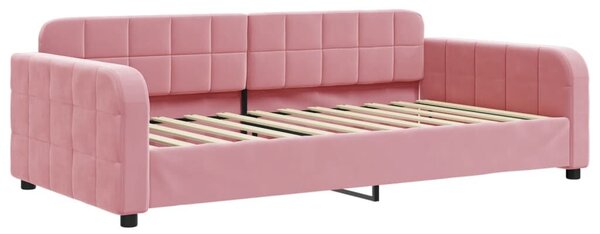 VidaXL rózsaszín kihúzható bársony heverő matraccal 100 x 200 cm