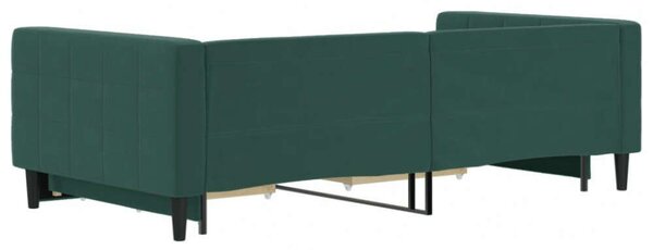 VidaXL Kihúzható Heverőágy - Bársony - Sötétzöld - 100x200 cm