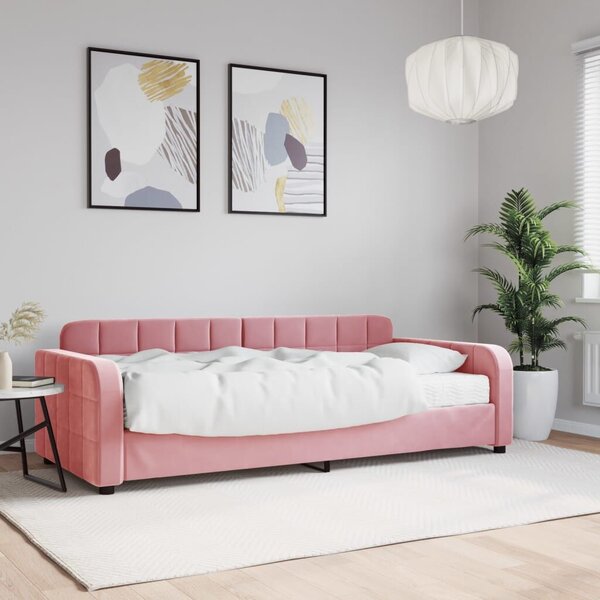 VidaXL rózsaszín bársony heverő matraccal 90 x 200 cm
