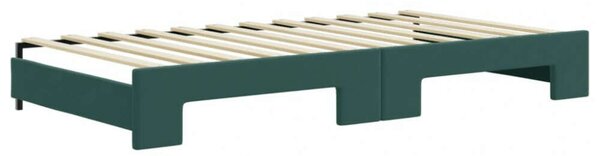 VidaXL Kihúzható Heverőágy - Bársony - Sötétzöld - 100x200 cm