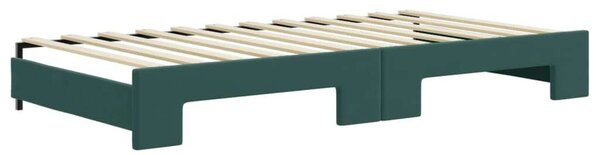 VidaXL sötétzöld kihúzható bársony heverő fiókkal 100 x 200 cm