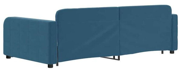 VidaXL kék kihúzható bársony heverő fiókkal 100 x 200 cm