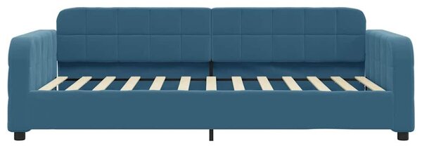 VidaXL kék kihúzható bársony heverő fiókkal 100 x 200 cm