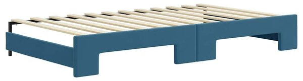 VidaXL kék kihúzható bársony heverő fiókkal 100 x 200 cm
