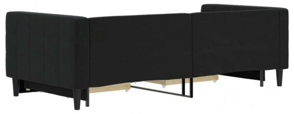 VidaXL fekete kihúzható bársony heverő fiókkal 90 x 200 cm