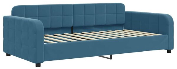 VidaXL kék kihúzható bársony heverő fiókkal 100 x 200 cm