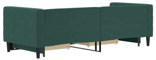 VidaXL sötétzöld kihúzható bársony heverő fiókkal 80 x 200 cm