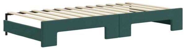VidaXL Kihúzható Hverő - Bársony - Sötétzöld - 90x200 cm