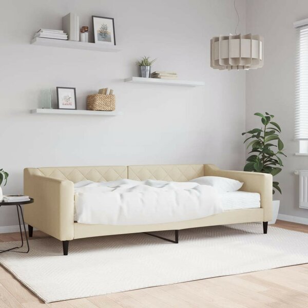 VidaXL krémszínű szövet kanapéágy matraccal 100x200 cm
