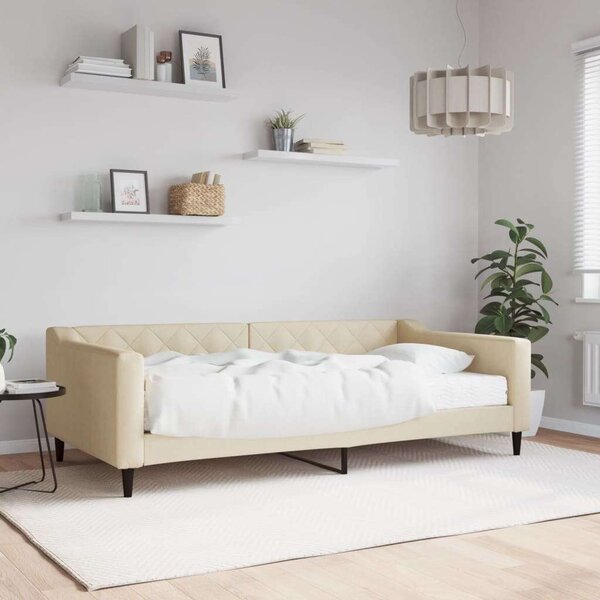 VidaXL krémszínű szövet kanapéágy matraccal 100x200 cm