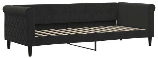 VidaXL fekete kihúzható bársony heverő fiókkal 80 x 200 cm