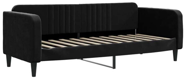 VidaXL fekete kihúzható bársony heverő fiókkal 80 x 200 cm