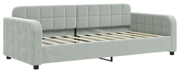 VidaXL világosszürke kihúzható bársony heverő fiókkal 90 x 190 cm