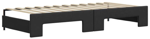 VidaXL fekete kihúzható műbőr heverő matraccal 90 x 200 cm