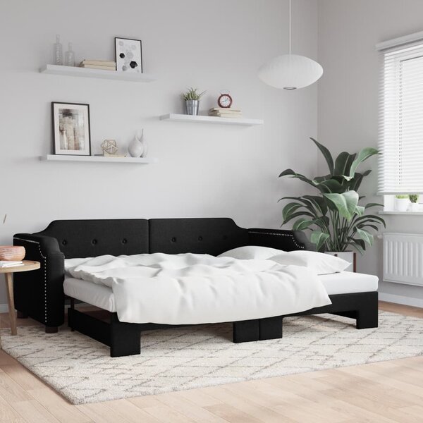 VidaXL fekete kihúzható szövet heverő 100 x 200 cm