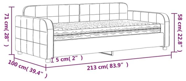 VidaXL fekete bársony heverő matraccal 90 x 190 cm