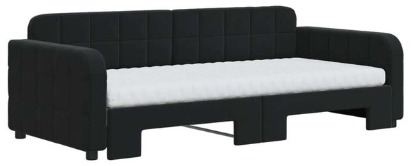 VidaXL fekete kihúzható bársony heverő matracokkal 90 x 190 cm
