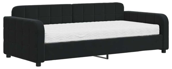 VidaXL fekete bársony heverő matraccal 90 x 190 cm