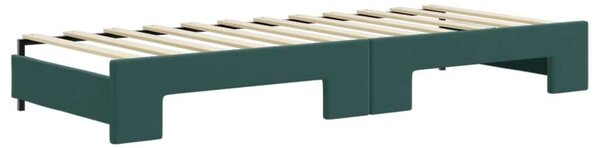 VidaXL sötétzöld kihúzható bársony heverő fiókkal 80 x 200 cm