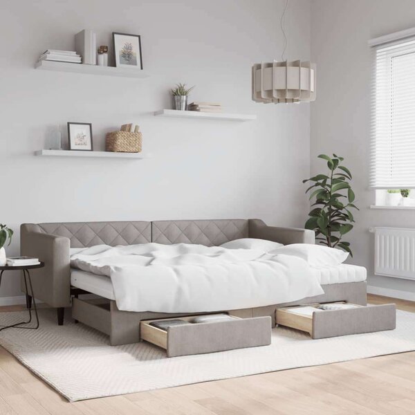VidaXL tópszínű kihúzható bársonyheverő fiókokkal 80 x 200 cm