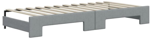 VidaXL világosszürke kihúzható szövet heverő fiókokkal 90 x 200 cm