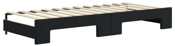 VidaXL fekete kihúzható bársony heverő fiókkal 80 x 200 cm