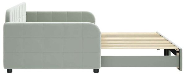 VidaXL világosszürke kihúzható bársony heverő 100 x 200 cm