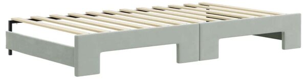 VidaXL világosszürke kihúzható bársony heverő 100 x 200 cm