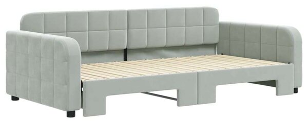 VidaXL világosszürke kihúzható bársony heverő 100 x 200 cm