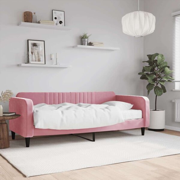 VidaXL rózsaszín bársony heverő matraccal 90 x 200 cm