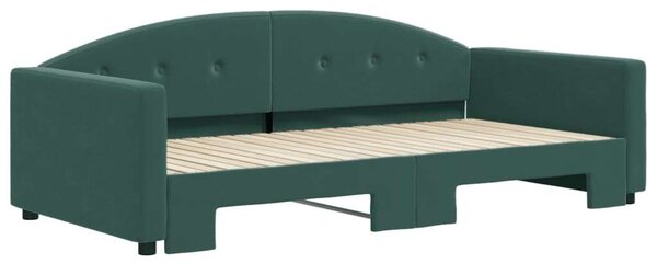 VidaXL sötétzöld kihúzható bársonyheverő 100 x 200 cm