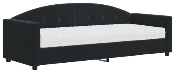 VidaXL fekete bársony heverő matraccal 80 x 200 cm