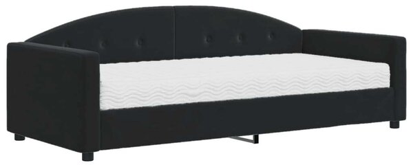 VidaXL fekete bársony heverő matraccal 90 x 200 cm