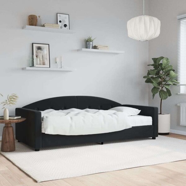 VidaXL fekete bársony heverő matraccal 90 x 200 cm