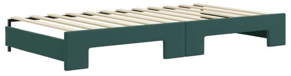 VidaXL sötétzöld kihúzható bársonyheverő 100 x 200 cm