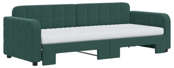 VidaXL sötétzöld kihúzható bársony heverő matraccal 80 x 200 cm