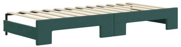 VidaXL sötétzöld kihúzható bársony heverő matraccal 80 x 200 cm