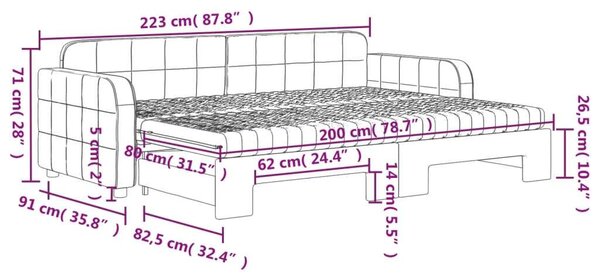 VidaXL sötétzöld kihúzható bársony heverő matraccal 80 x 200 cm