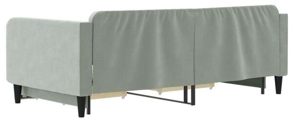 VidaXL világosszürke kihúzható bársony heverő fiókkal 100 x 200 cm