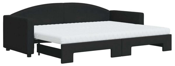 VidaXL fekete kihúzható szövet heverő matracokkal 80 x 200 cm