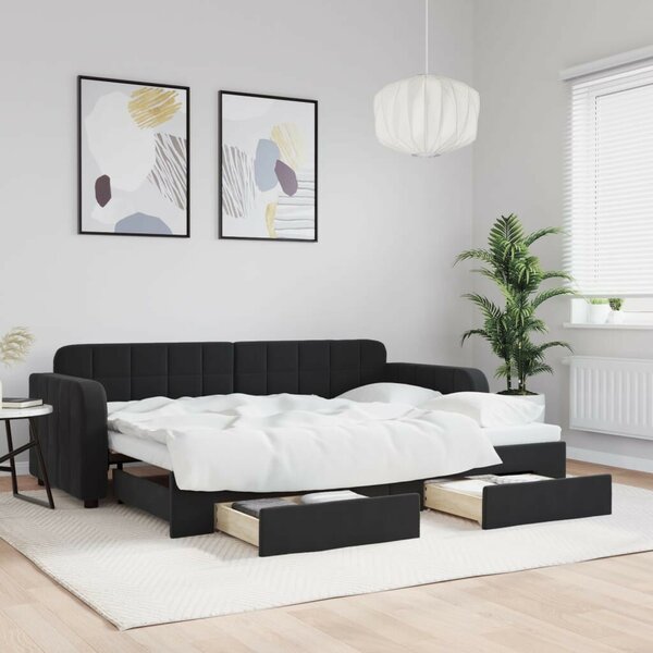 VidaXL Kanapéágy - Fekete Bársony - 80x200 cm