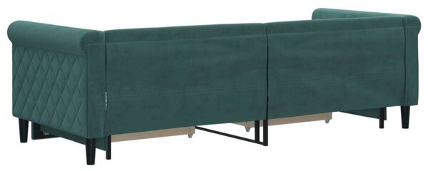 VidaXL Kihúzható Heverő - Bársony - Sötétzöld - 80x200 cm