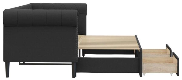 VidaXL fekete kihúzható műbőr heverő fiókkal 90 x 200 cm
