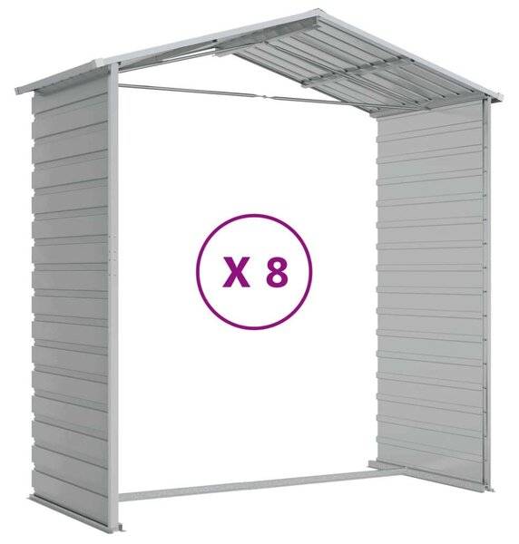 VidaXL világosszürke horganyzott acél kerti fészer 191 x 725 x 198 cm
