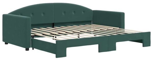VidaXL sötétzöld kihúzható bársony heverő 90 x 200 cm